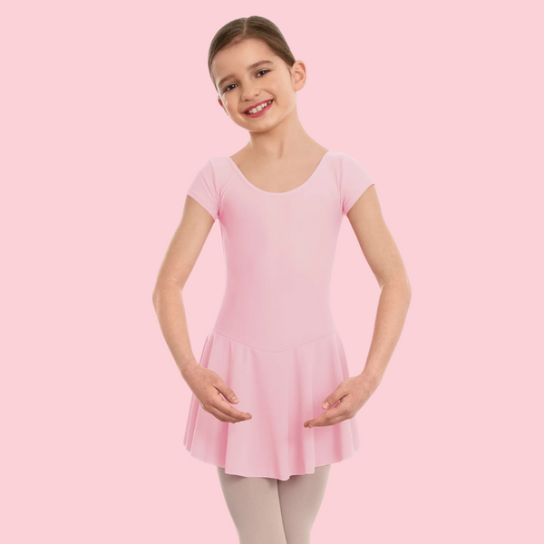 Pale Pink Cap Sleeve Skirted Leotard