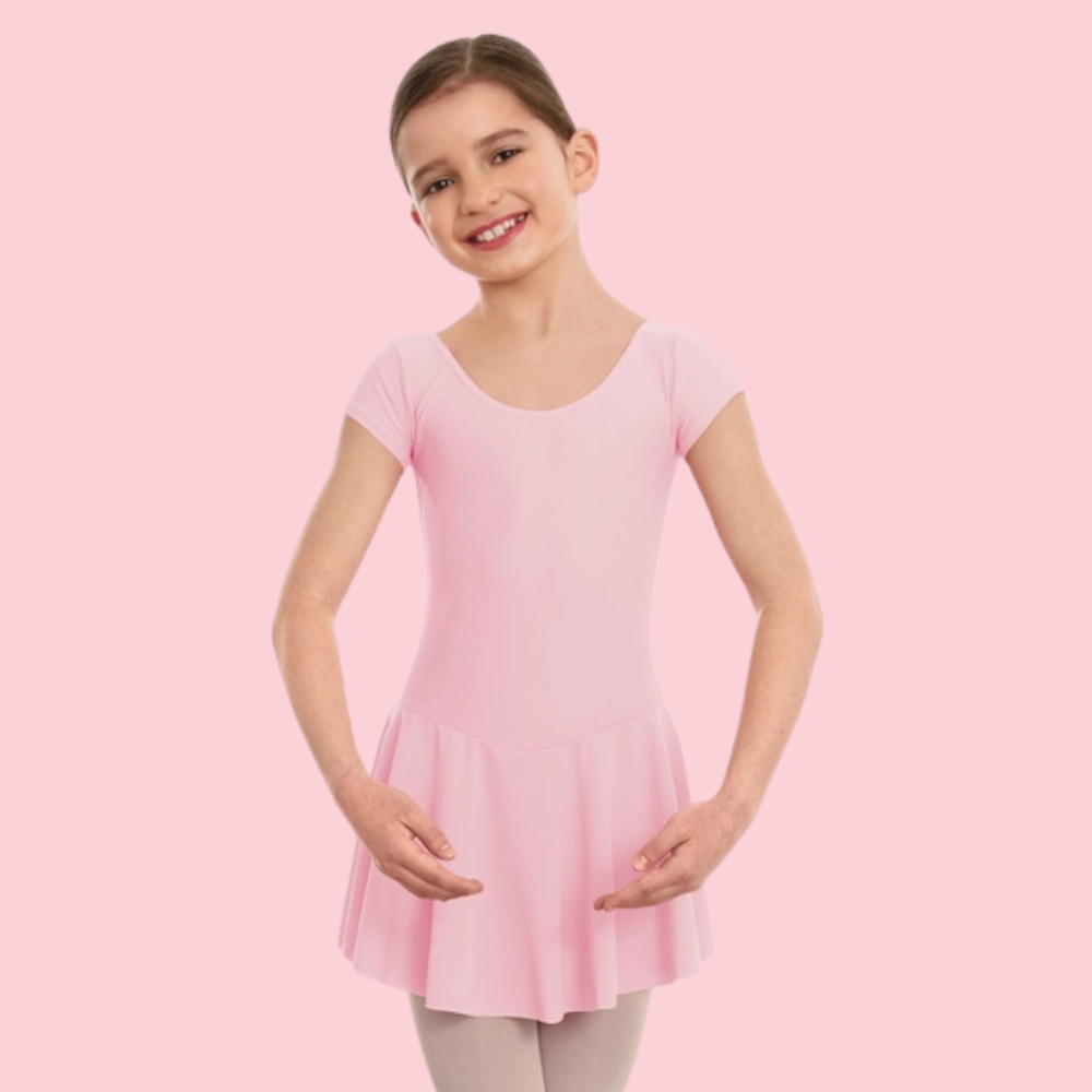 Meryl Pale Pink Cap Sleeve Skirted Leotard
