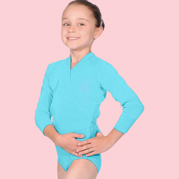 ROCH VALLEY KNITTED CROSSOVER AQUA CARDIGAN