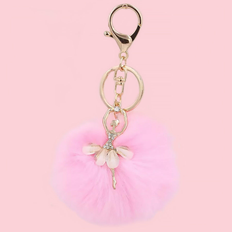Pink Faux Fur Pom Poms Ballerina Handmade for Knit & Crochet Hats Beanies  by Kitchen Klutter